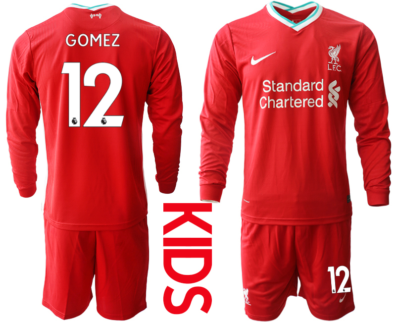 2021 Liverpool home long sleeves Youth #12 soccer jerseys